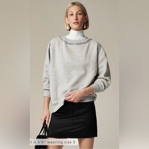 J.Crew Heritage fleece crewneck sweatshirt with embellishments in heather grey